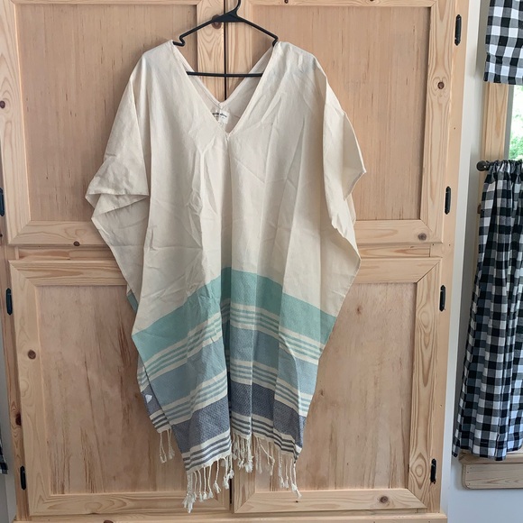 Tribe alive fringed cotton beach swim coverup size One Size - Picture 2 of 5
